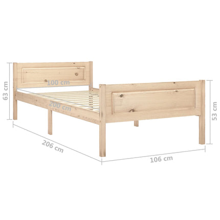 sengestel 100x200 cm massivt fyrretræ