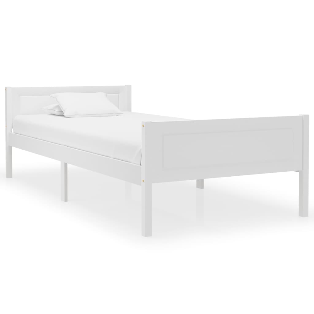 sengestel 100x200 cm massivt fyrretræ hvid
