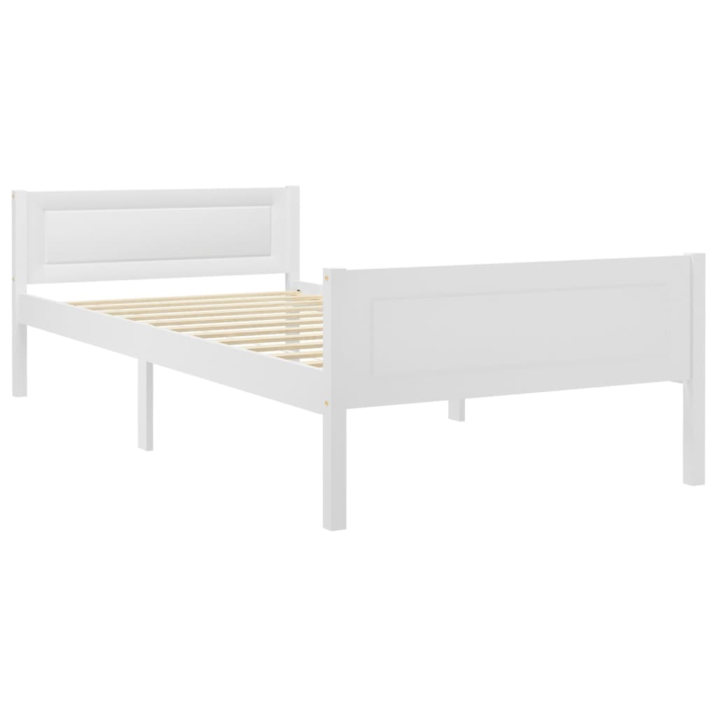 sengestel 100x200 cm massivt fyrretræ hvid
