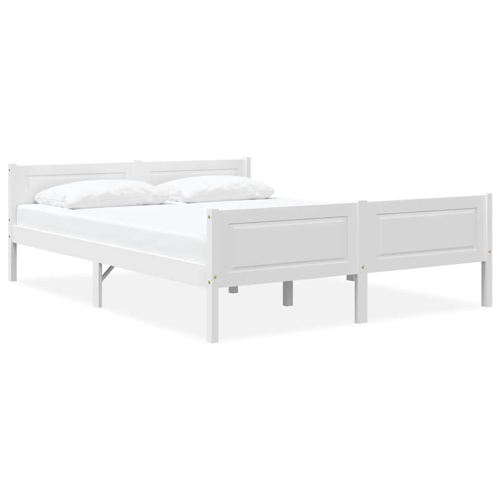 sengestel 120x200 cm massivt fyrretræ hvid