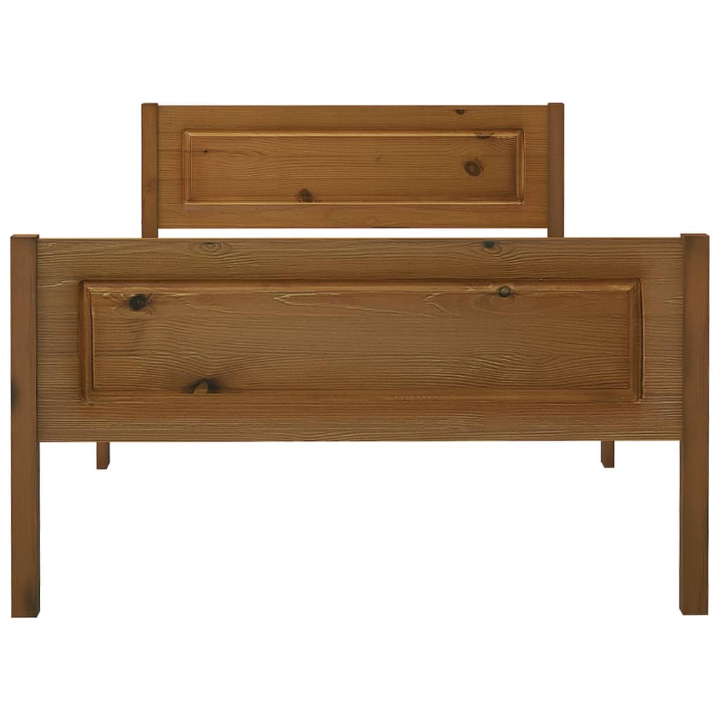 sengestel 100x200 cm massivt fyrretræ gyldenbrun