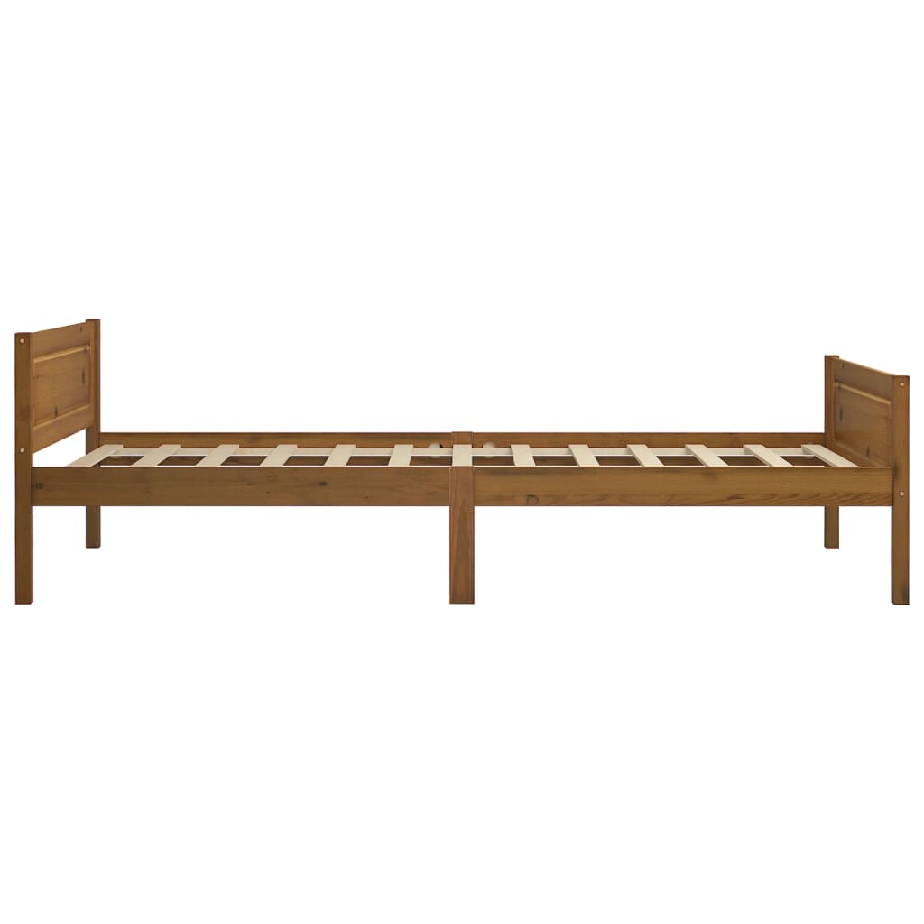 sengestel 100x200 cm massivt fyrretræ gyldenbrun