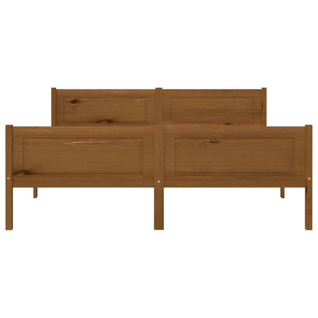 sengestel 160x200 cm massivt fyrretræ gyldenbrun