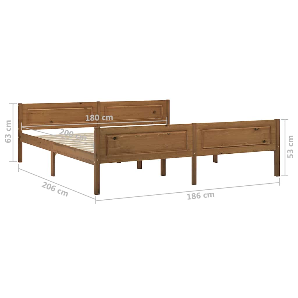 sengestel 180x200 cm massivt fyrretræ gyldenbrun