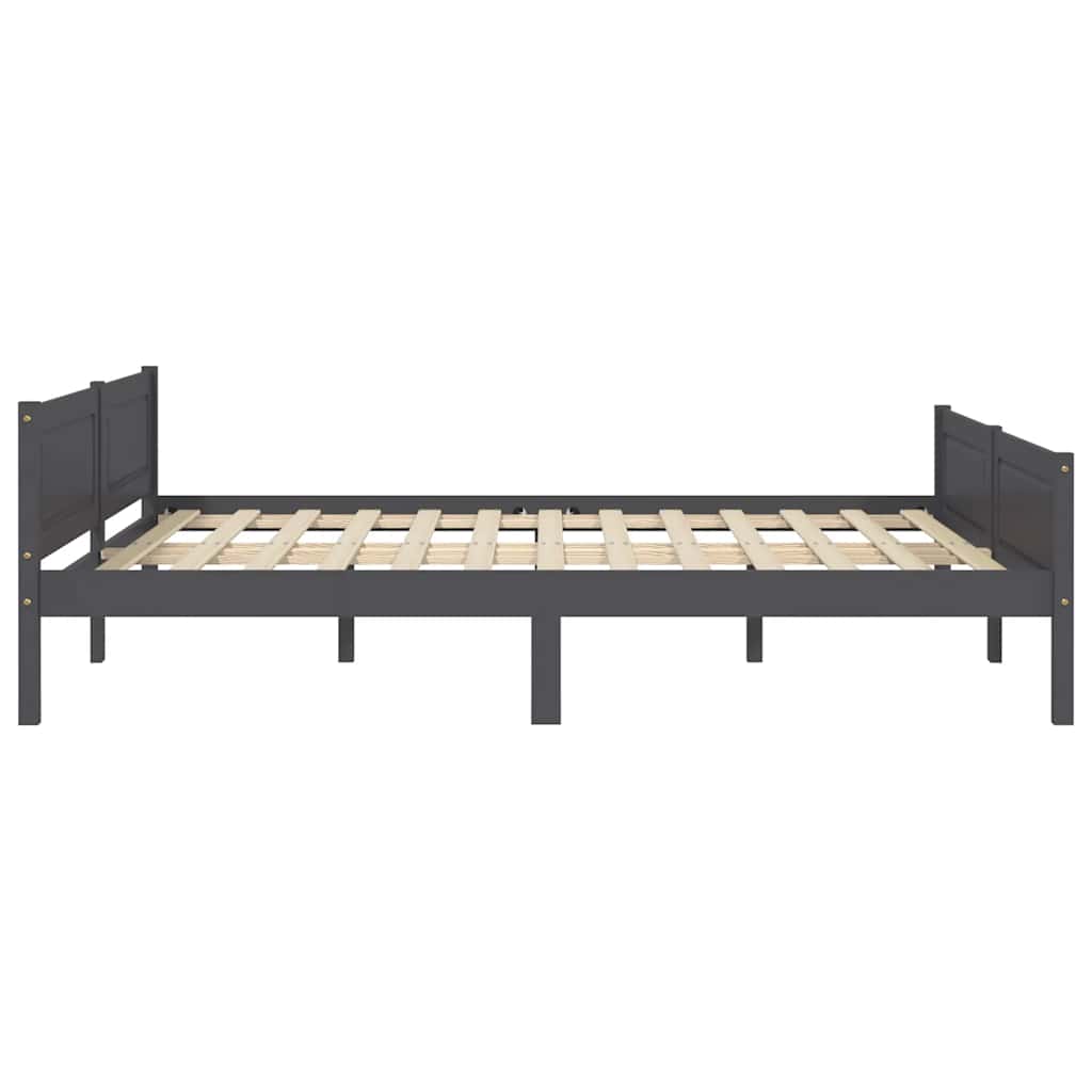 sengestel 160x200 cm massivt fyrretræ grå