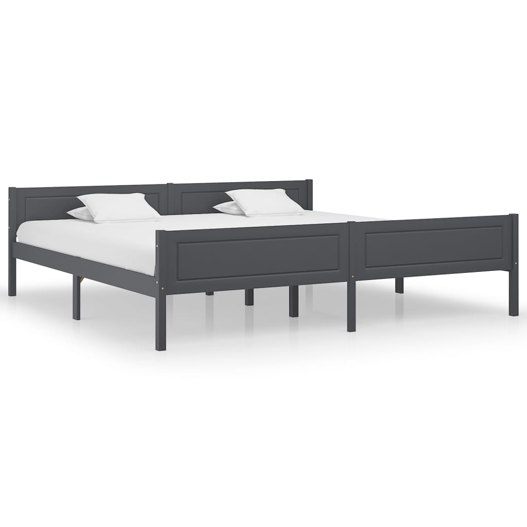 sengeramme uden madras massivt fyrretræ 200x200 cm grå