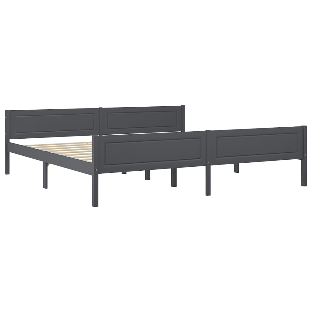 sengeramme uden madras massivt fyrretræ 200x200 cm grå