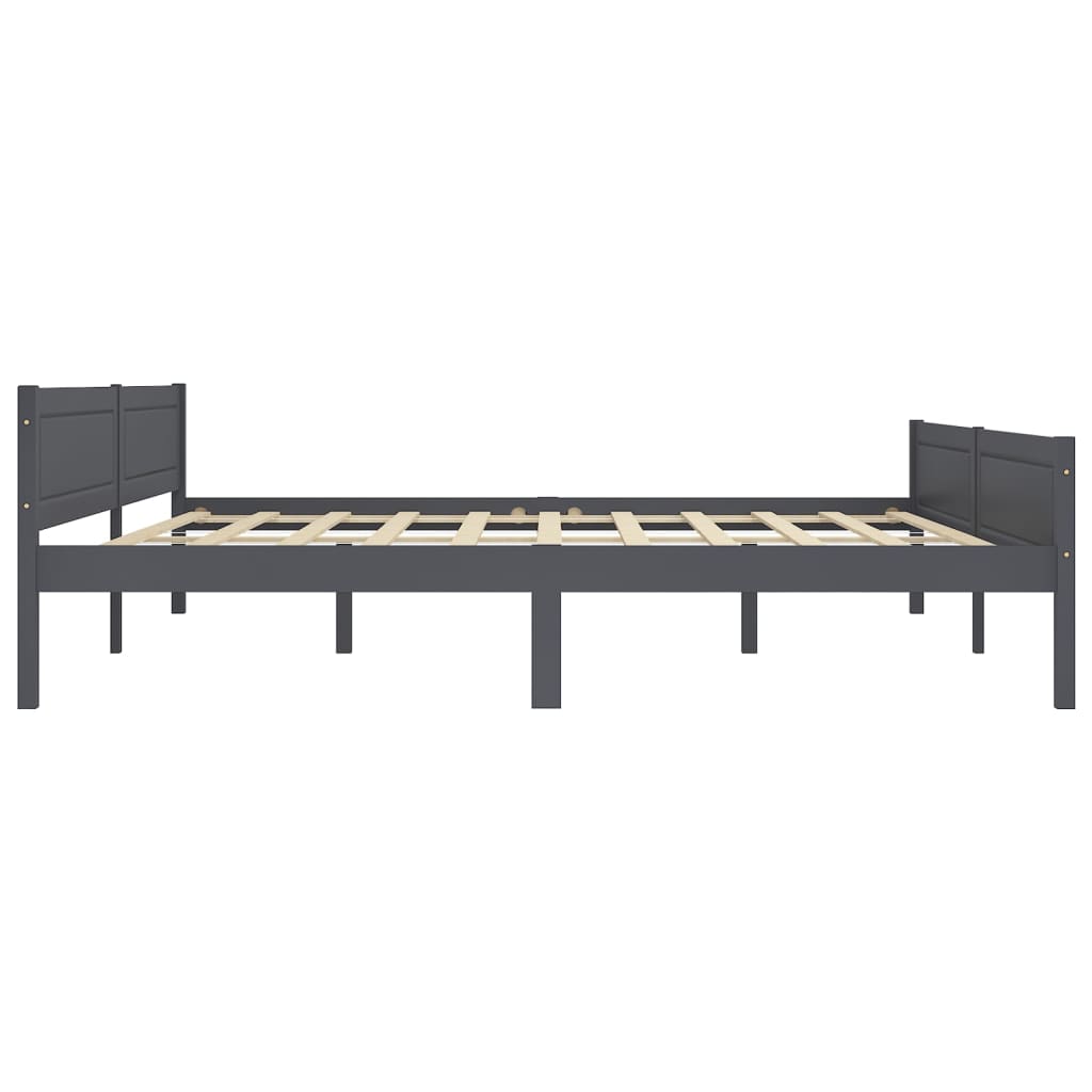 sengeramme uden madras massivt fyrretræ 200x200 cm grå