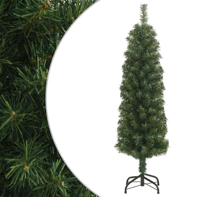 smalt kunstigt juletræ med juletræsfod 120 cm PVC grøn