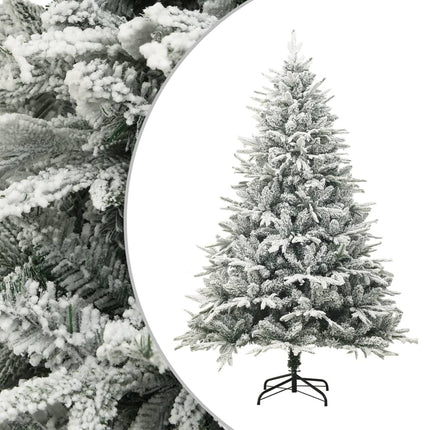 kunstigt juletræ med puddersne 210 cm PVC og PE grøn