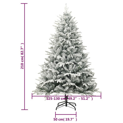 kunstigt juletræ med puddersne 210 cm PVC og PE grøn