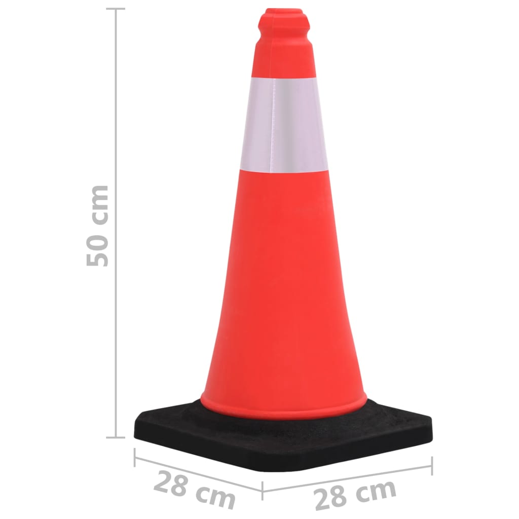 trafikkegler 10 stk. med refleks og tung bund 50 cm