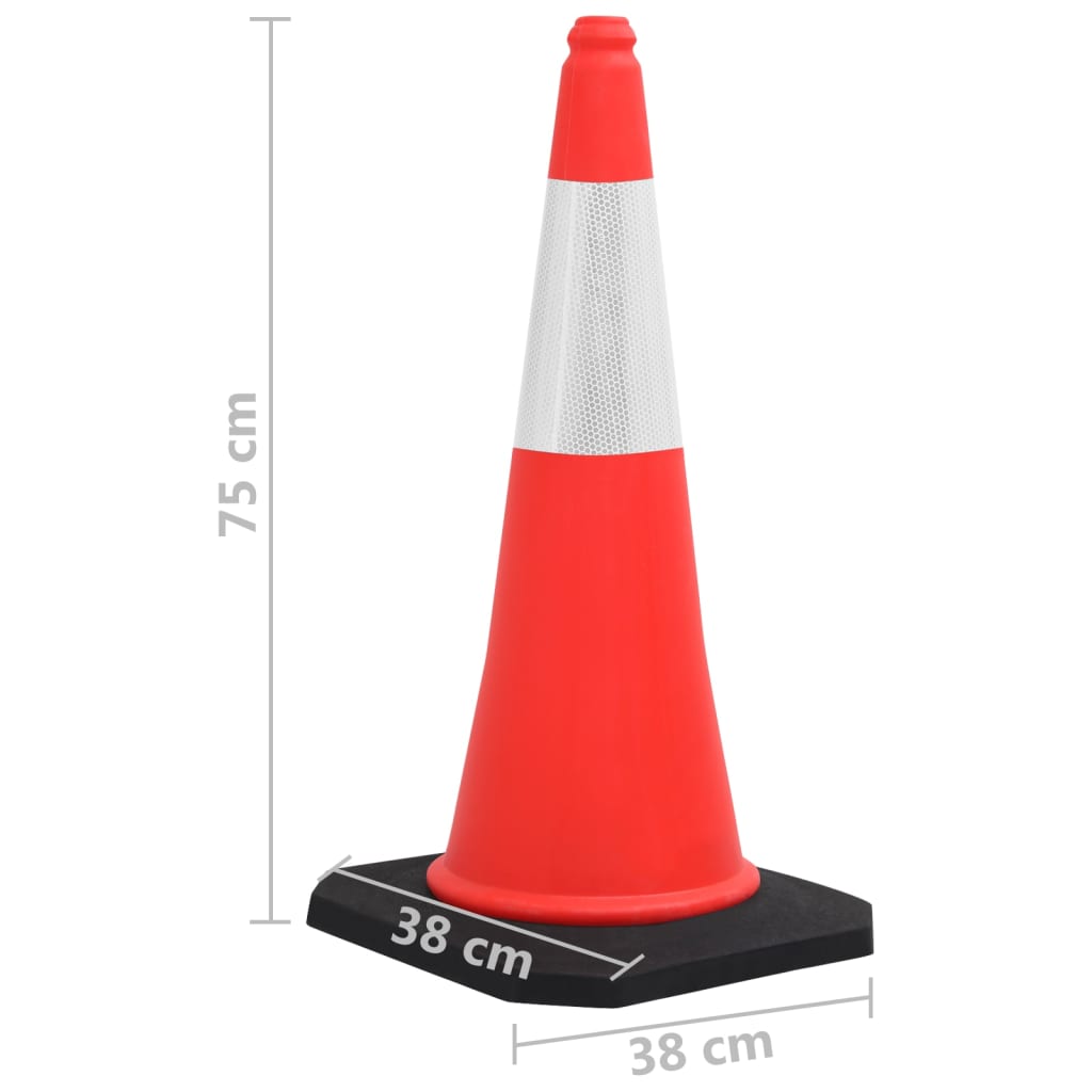 trafikkegler 4 stk. med refleks og tung bund 75 cm