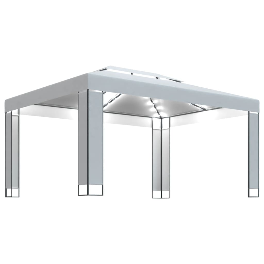 pavillon med LED-lyskæder 3x4 m hvid