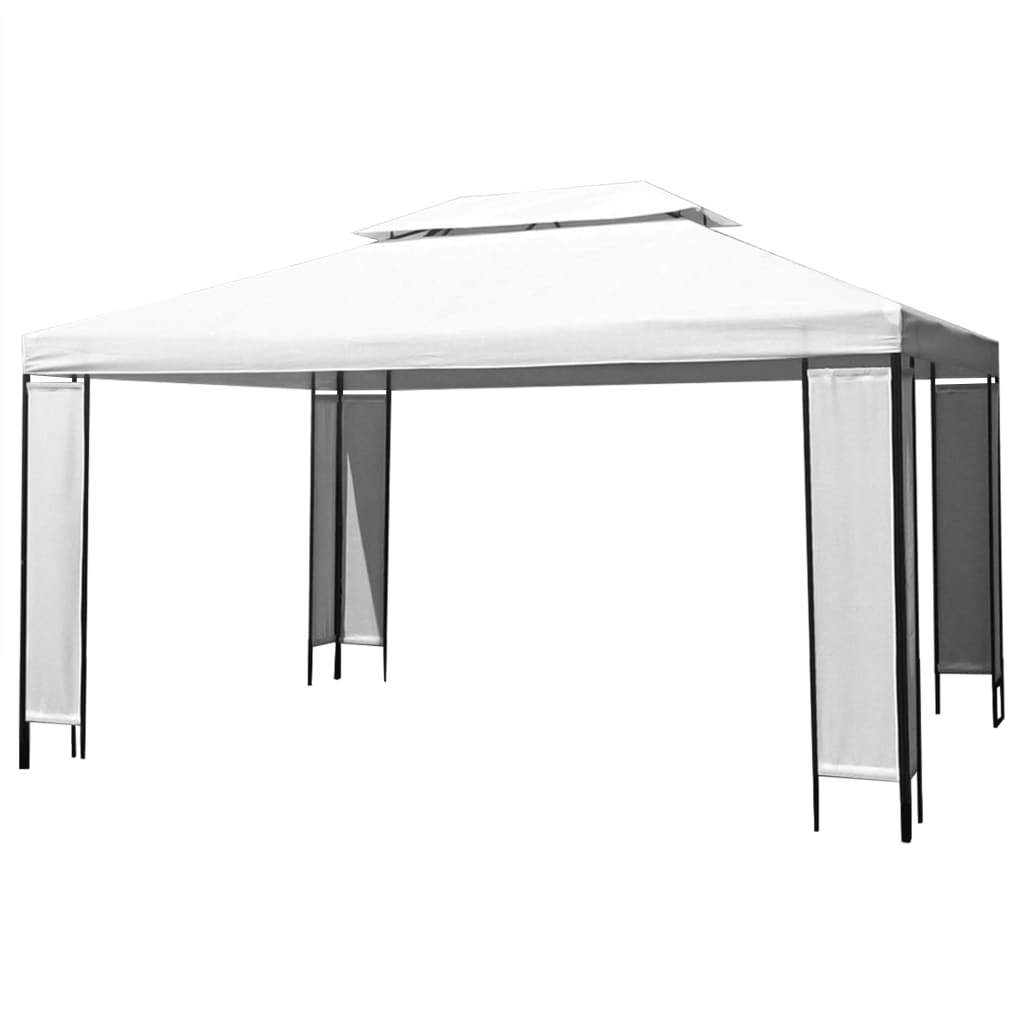 pavillon med LED-lyskæder 3x4 m hvid