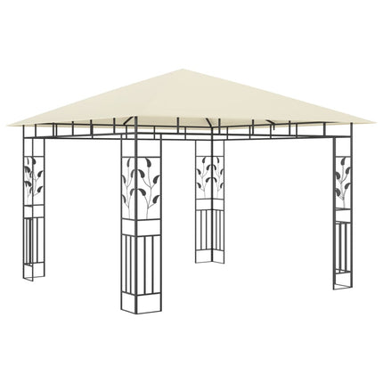 pavillon med myggenet og LED-lyskæder 3x3x2,73 m cremefarvet