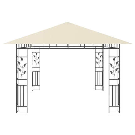 pavillon med myggenet og LED-lyskæder 4x3x2,73 m cremefarvet
