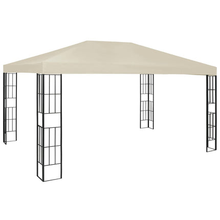 pavillon med LED-lyskæder 3x4 m cremefarvet