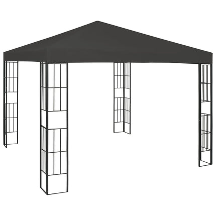 pavillon med LED-lyskæder 3x3 m antracitgrå