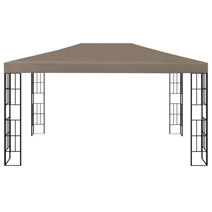 pavillon med LED-lyskæder 4x3 m gråbrun