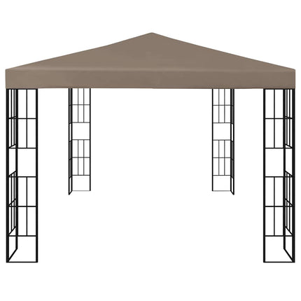 pavillon med LED-lyskæder 4x3 m gråbrun