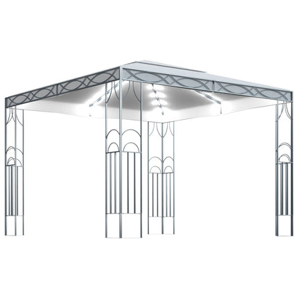 pavillon med LED-lyskæder 300x300 cm cremefarvet