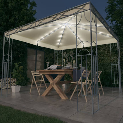 pavillon med LED-lyskæder 300x300 cm cremefarvet