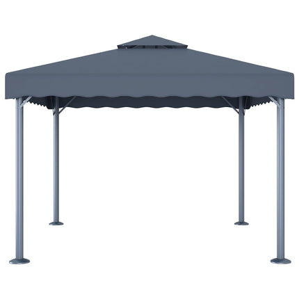 pavillon med LED-lyskæder 300x300 cm aluminium antracitgrå