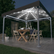 pavillon med LED-lyskæder 300x300 cm aluminium antracitgrå