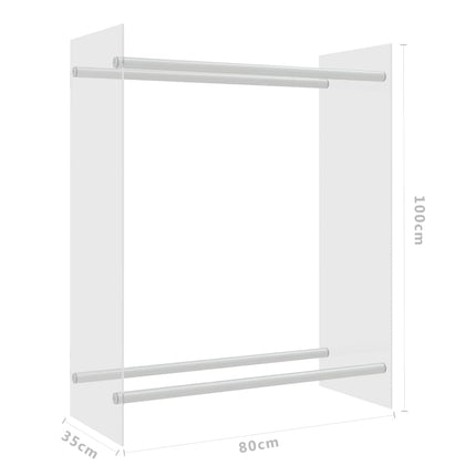brændestativ 80x35x100 cm hærdet glas transparent