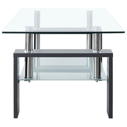 sofabord 95x55x40 cm hærdet glas grå og transparent