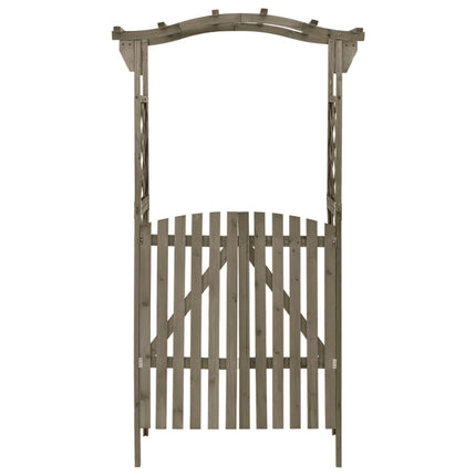 pergola med låge 116x40x204 cm massivt grantræ grå