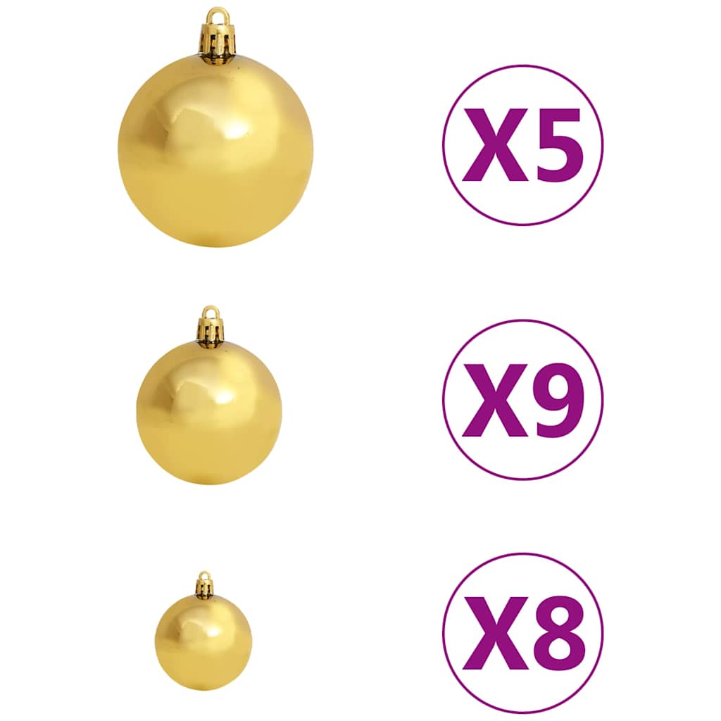 julekuglesæt 60 dele med spir 150 LED'er guld- og bronzefarvet