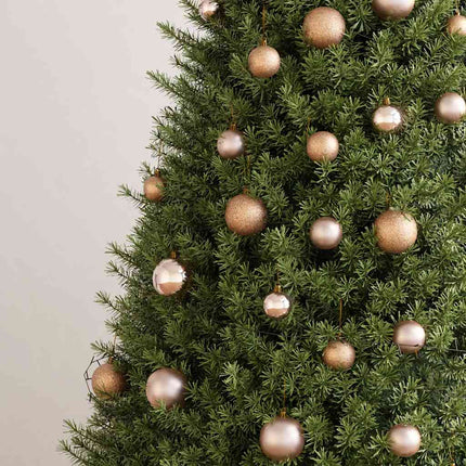 julekuglesæt med topspir 60 dele 150 LED'er rosenguld