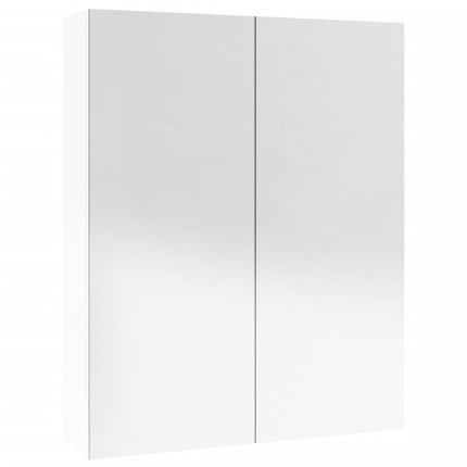 badeværelsesskab med spejl 60x15x75 cm MDF skinnende hvid
