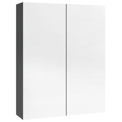 badeværelsesskab med spejl 60x15x75 cm MDF skinnende grå