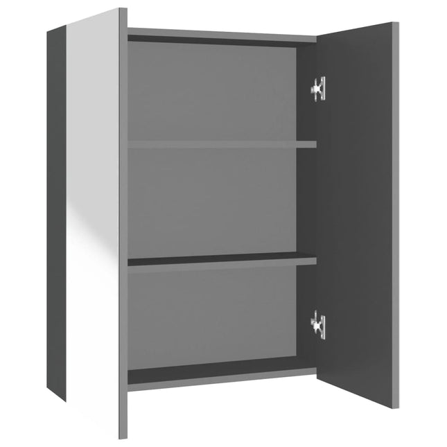 badeværelsesskab med spejl 60x15x75 cm MDF antracitgrå