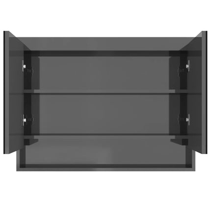 badeværelsesskab med spejl 80x15x60 cm MDF blank grå