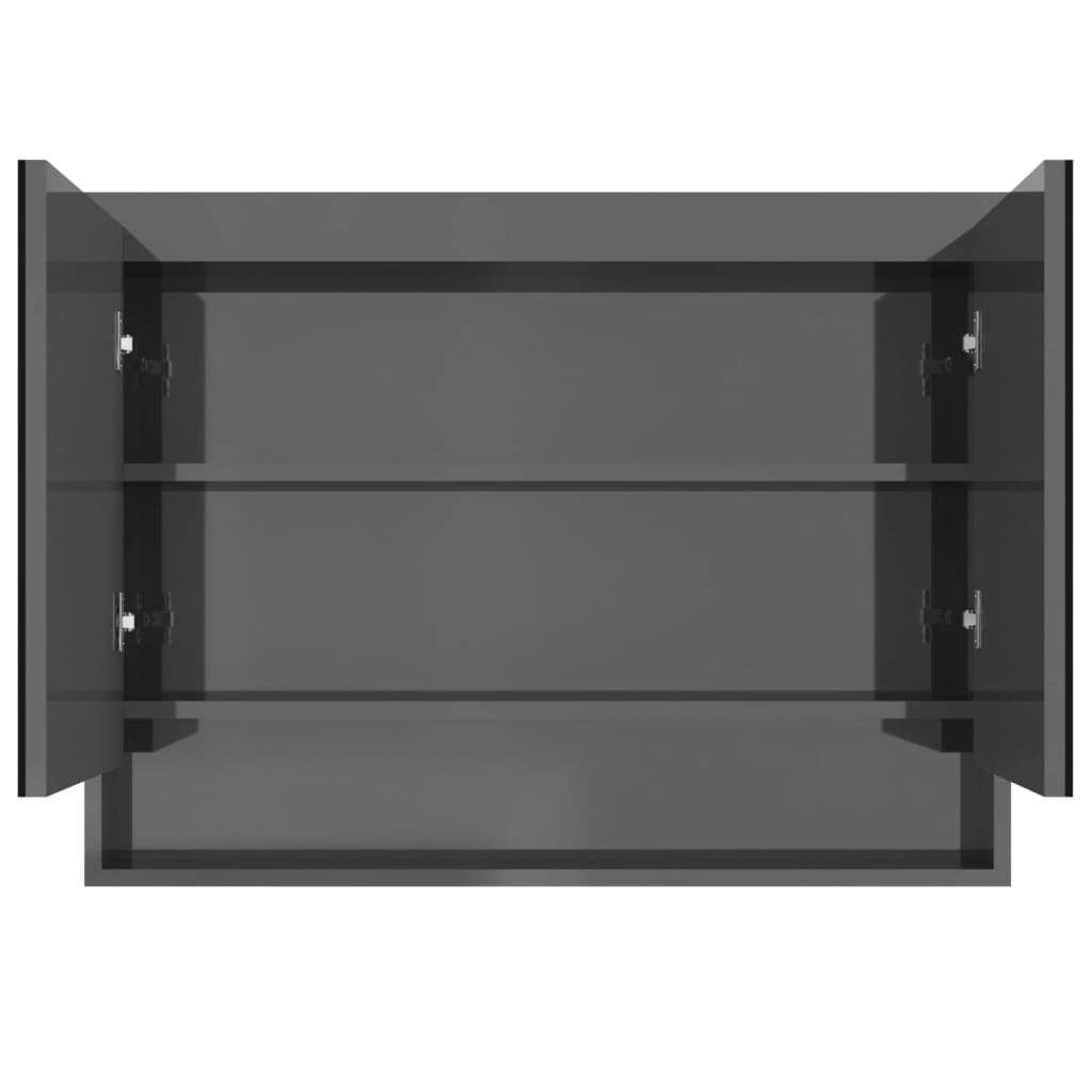 badeværelsesskab med spejl 80x15x60 cm MDF blank grå