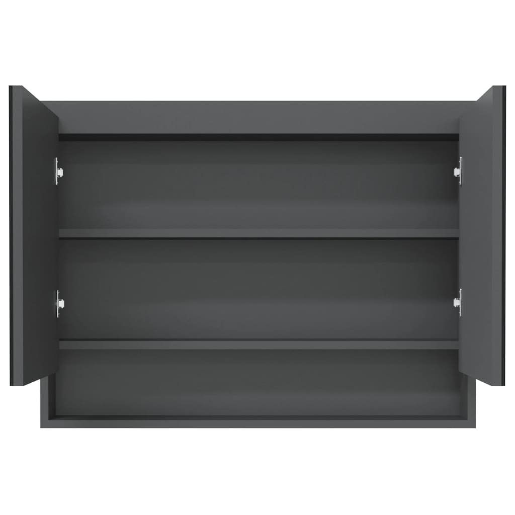 badeværelsesskab med spejl 80x15x60 cm MDF grå