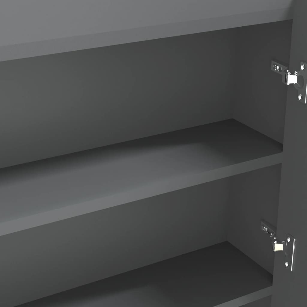 badeværelsesskab med spejl 80x15x60 cm MDF grå