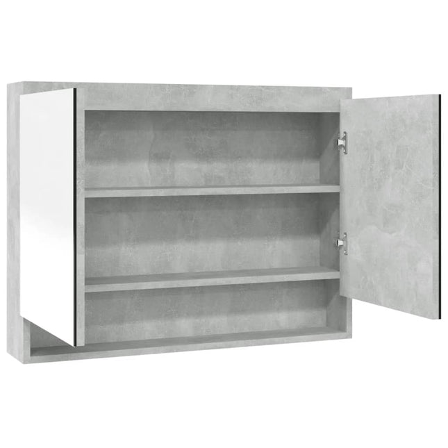 badeværelsesskab med spejl 80x15x60 cm MDF betongrå
