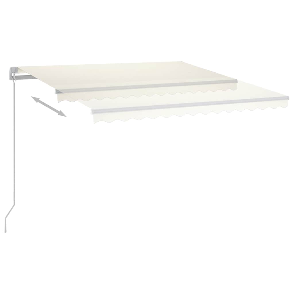 markise m. LED-lys 300x250 cm manuel betjening cremefarvet
