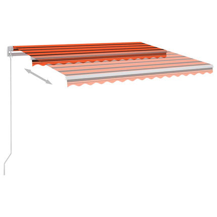 markise m. LED-lys 300x250 cm manuel betjening orange og brun