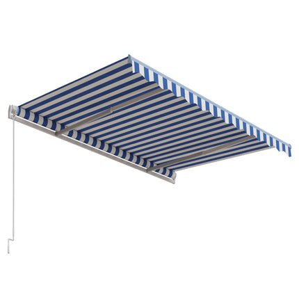 markise 300x250 cm automatisk betjening blå og hvid