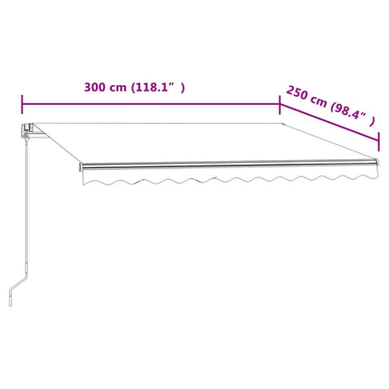 markise 300x250 cm automatisk betjening blå og hvid