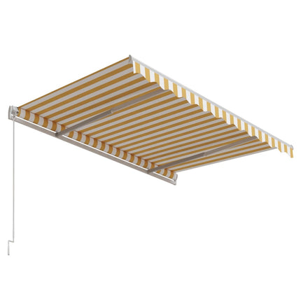 markise 300x250 cm automatisk betjening gul og hvid