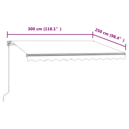 markise 300x250 cm automatisk betjening antracitgrå