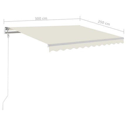 markise m. LED + vindsensor 300x250 cm automatisk cremefarvet