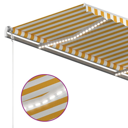 markise m. LED + vindsensor 300x250 cm automatisk gul og hvid